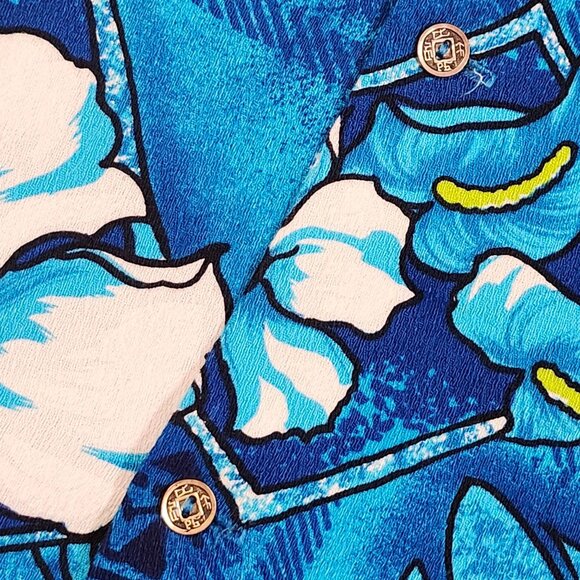 Vintage Blue Hawaiian Floral Shirt Size XL By The Simple Shop Waikiki Hawaii Cot - Picture 4 of 9